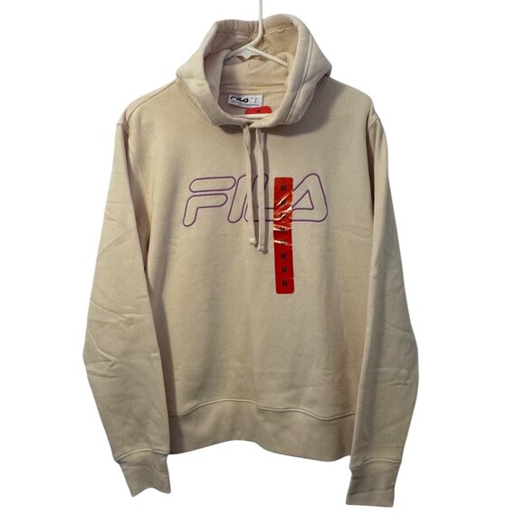Womens Medium Fila Sand Hooded Sweatshirt With Purple Logo Hoody Pullover Med M - Picture 1 of 10